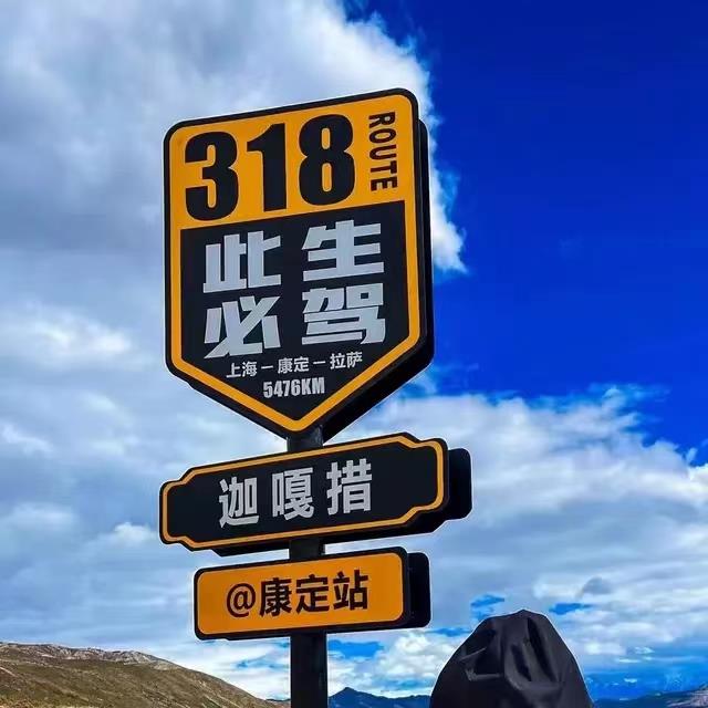 创意网红指示牌318此生必驾广告牌打卡路标牌路牌导向牌铁艺拍照