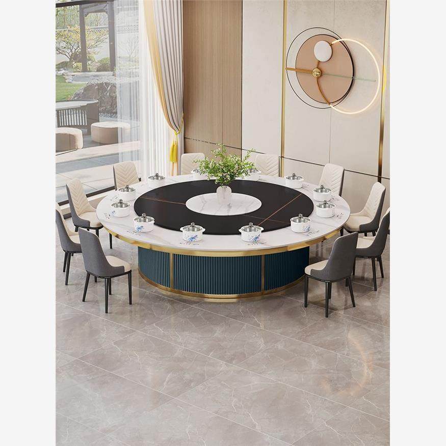 火锅桌子电磁炉一体大理石纹一人一锅圆桌定制火锅店桌椅商用餐桌