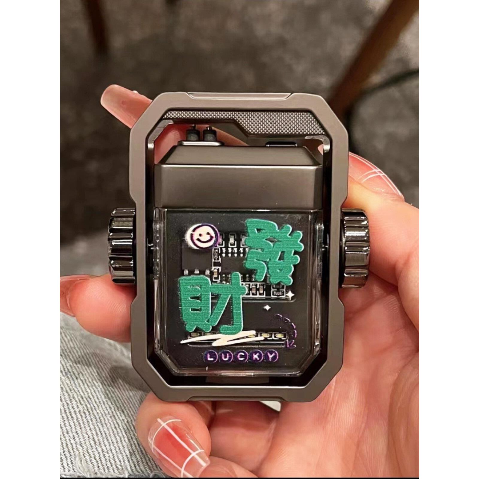 创意个性旋转陀螺双电弧打火机防风usb充电炫酷高档送男友高颜值