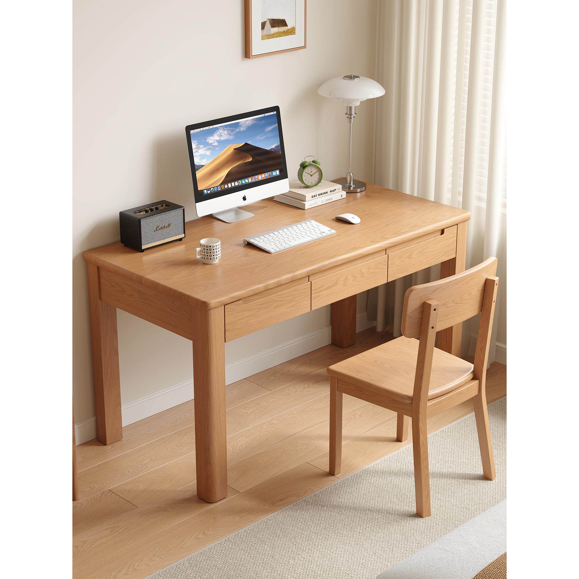 全实木书桌简约现代办公桌书房电脑桌北欧家用桌子学生写字学习桌