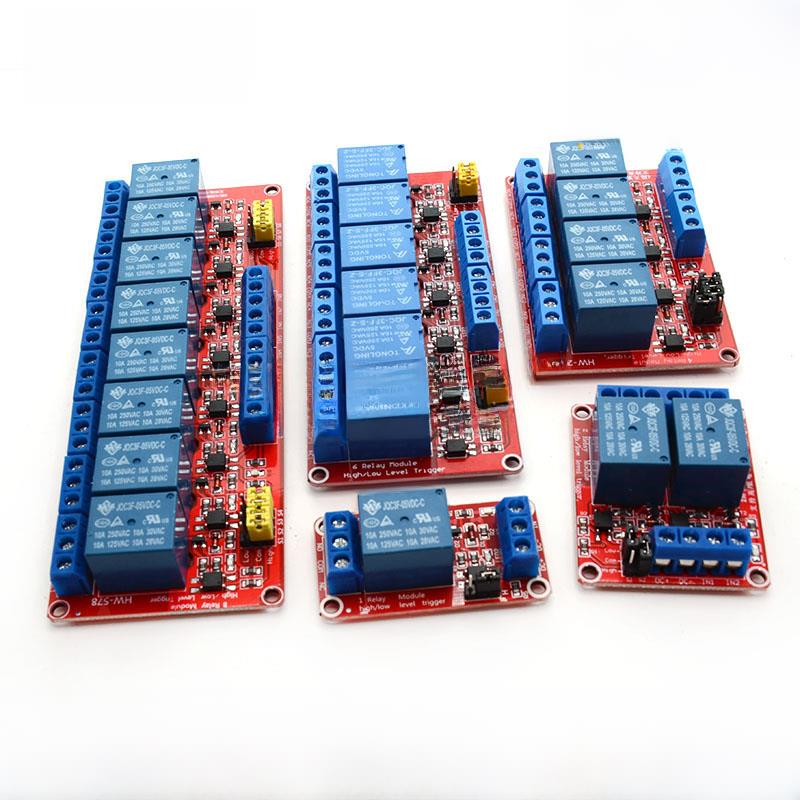 1/2/4/6/8路5V12V24V继电器模块光耦隔离高低电平触发微控制器