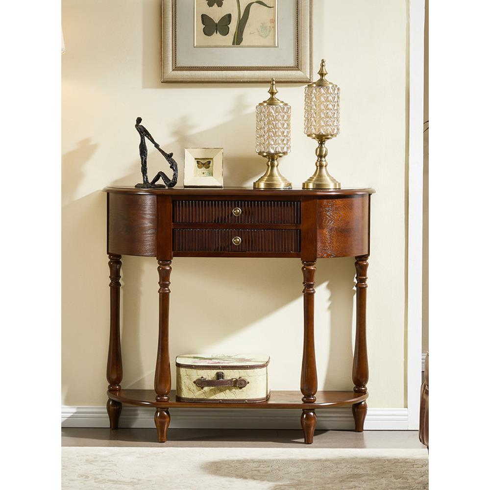 法式玄关桌半圆玄关柜欧式美式简长条桌玄关台门厅柜靠墙桌复古