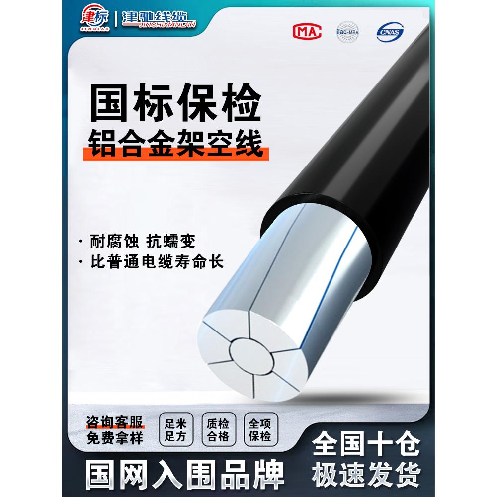 津标铝合金电缆25 35 50 70 95 185平方户外架空绝缘导线单股电线