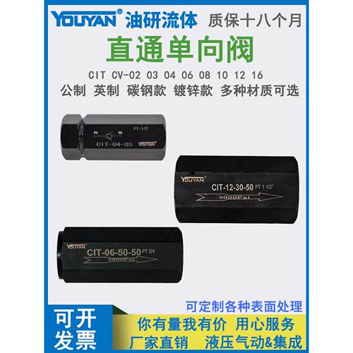 CIT-02-03-04-06-08-10-12-04-50-50单向阀CV-03T 04T 06T 08T 16