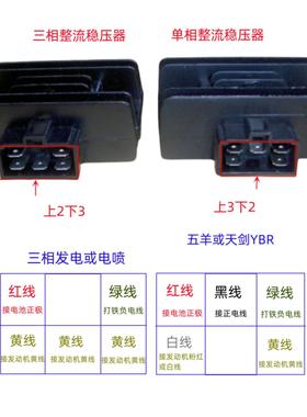 Wy125适用于舞阳Ybr天剑Cb150电动喷雾猴嘉陵200摩托车稳压整流器