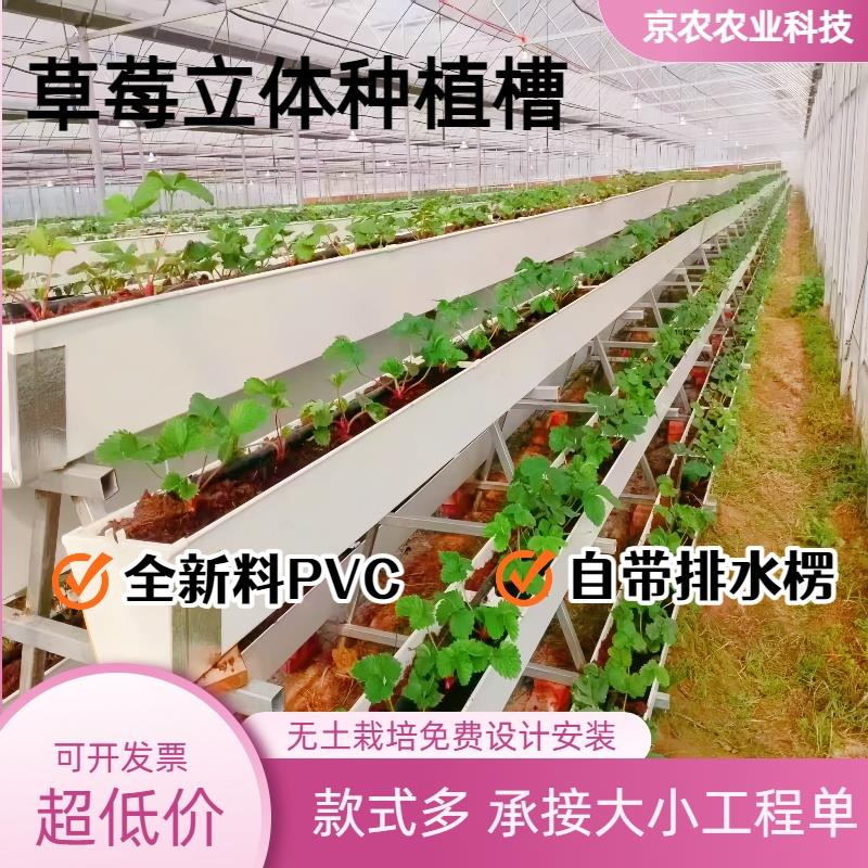 玻璃温室整体无土栽培工程学校科研草莓立体种植槽梯形栽培种植槽