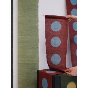 力卜自制手工植物染中古风禅意墙画遮丑玄关挂帘橱窗展厅装饰帘