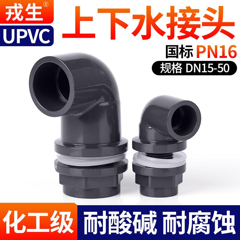 戎生PVC鱼缸上下水接头水族箱水泵出水口变径直通内丝工业转换头