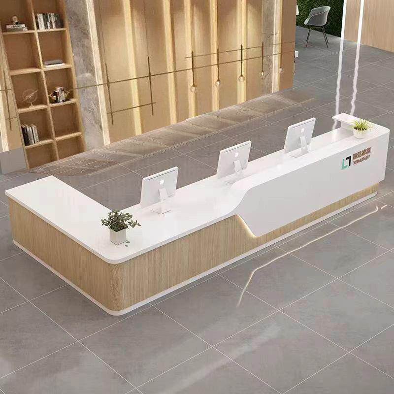 公司前台圆弧形办公吧台酒店接待台迎宾大厅咨询服务台收银台定制