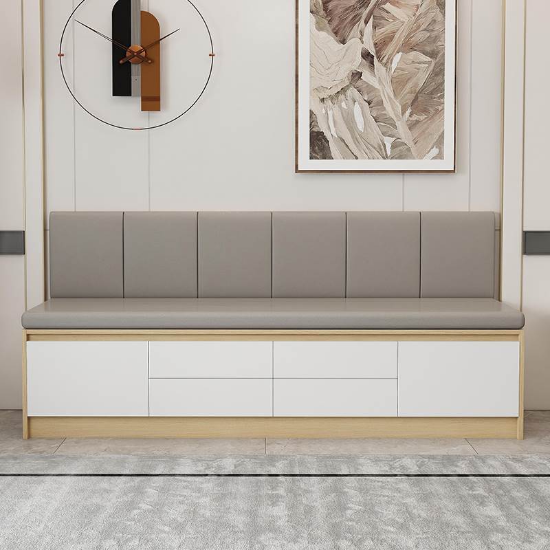 卡座实木沙发软包坐垫一体小户型家用大容量抽屉储物可定制飘窗柜