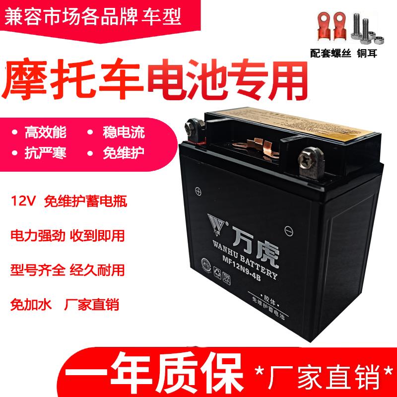 摩托车电瓶12V免维护9A助力车125踏板车12V7A弯梁车12N5-3B蓄电池