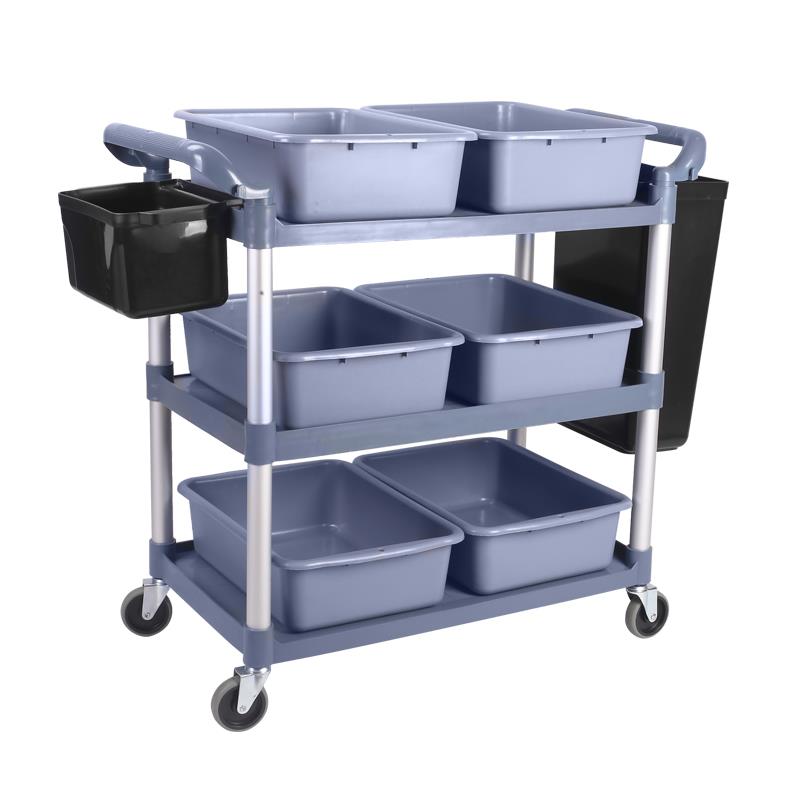 收餐车商用收碗车挂桶垃圾桶塑饭店送餐厅轮子酒店三层小推车移动