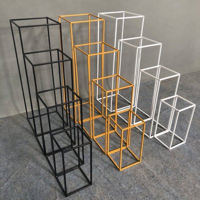 铁艺家居几何摆件创意长方形体婚庆摆件方体框架样板房软装配饰