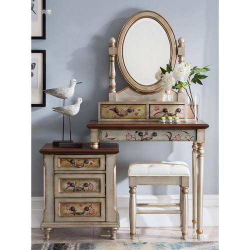 妆美式村风别墅实木梳妆台卧室化妆台小户复型古化桌欧乡935式化