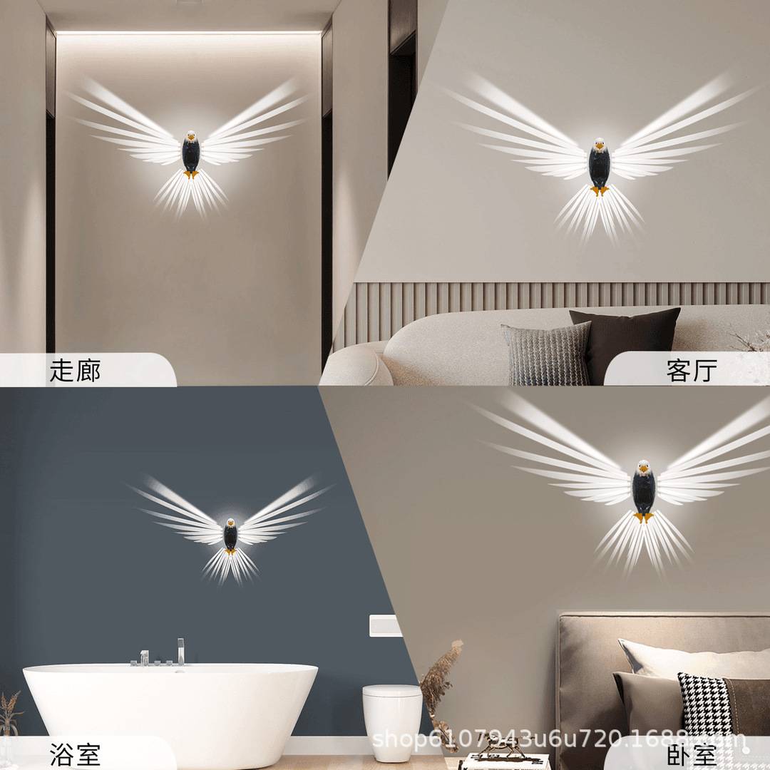 跨境新款家用室内动物老鹰壁灯充电小夜灯LED节能遥控氛围装饰灯