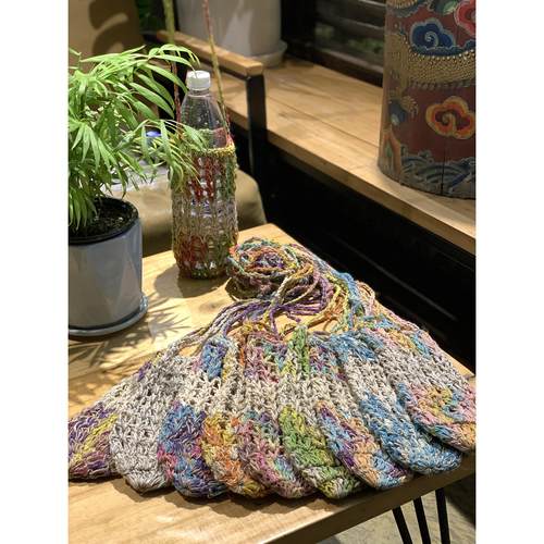 环保植物荨麻手工编织学生夏保温杯套可爱手工水杯套斜挎保护套