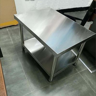 特厚不锈钢架子操作台定制置物架两层厨房白钢工作台切菜剁肉桌子
