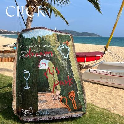 click家居“波波里花园”针织空调毯子沙发盖毯房间艺术装饰挂毯