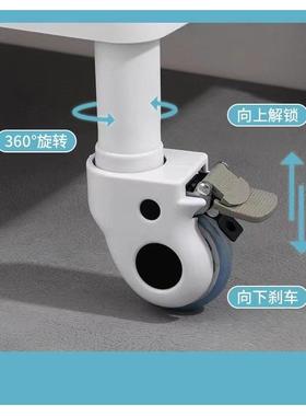 3寸螺丝杆白色静音脚轮医用不锈钢小推车ABS治疗车婴儿床万向轮子