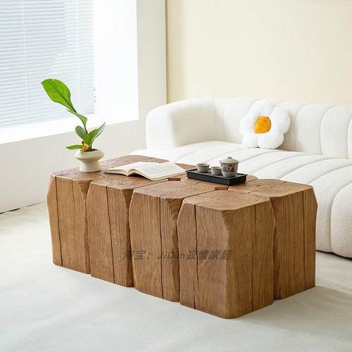 寂墩/原木茶几木墩花架摆件民宿酒店根雕实木凳子沙发旁边几矮凳