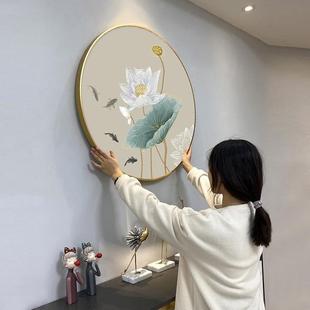 2024新款5D钻石画 画满钻荷花九鱼图客厅手工点砖贴画 画十字绣水