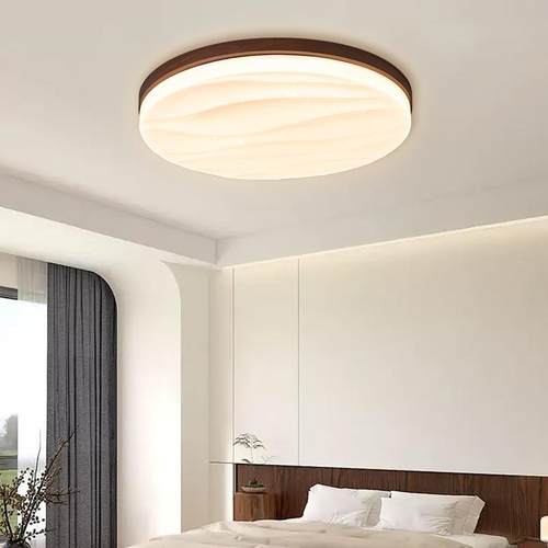 北欧实木吸顶灯客厅卧室儿童房田园风胡桃色新中式现代简约创意灯