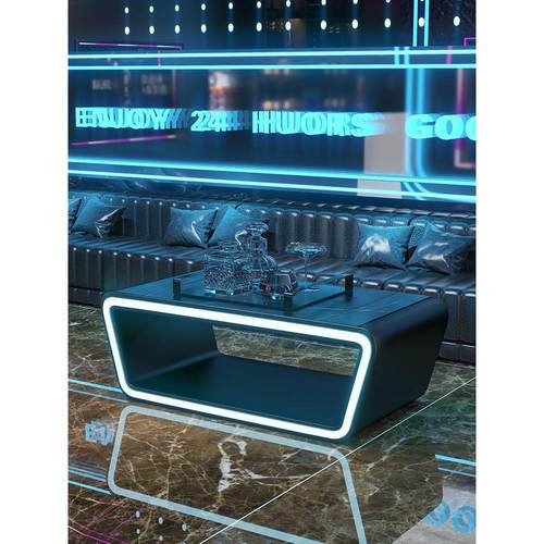 KTV茶几发光不锈钢钢化玻璃桌子大厅包厢大理石岩板量贩式酒吧台