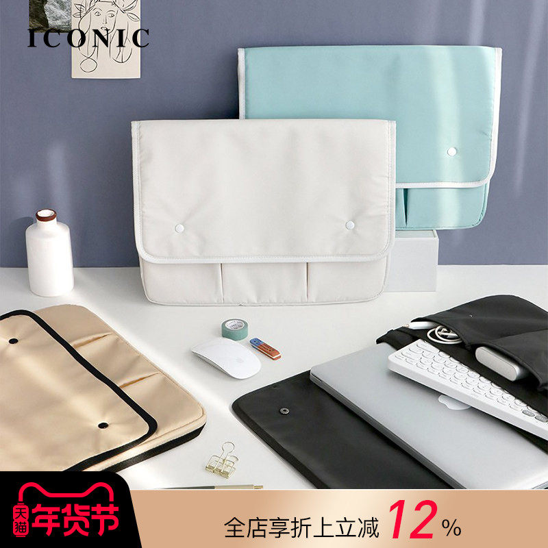 韩国ICONIC多口袋设计15寸笔记本电脑内胆包中包平板电脑键盘鼠标电源多用途数码收纳包手拿包纯色按扣男女,文具电教/文化用品/商务用品,风琴包/事务包,淘宝优惠券,粉丝福利购,淘宝优惠卷
