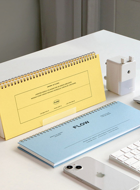 韩国ICONIC FLOW自填日期型周计划手帐日程规划管理笔记本横款窄版线圈复古文艺简约封面学生白领学习工作簿