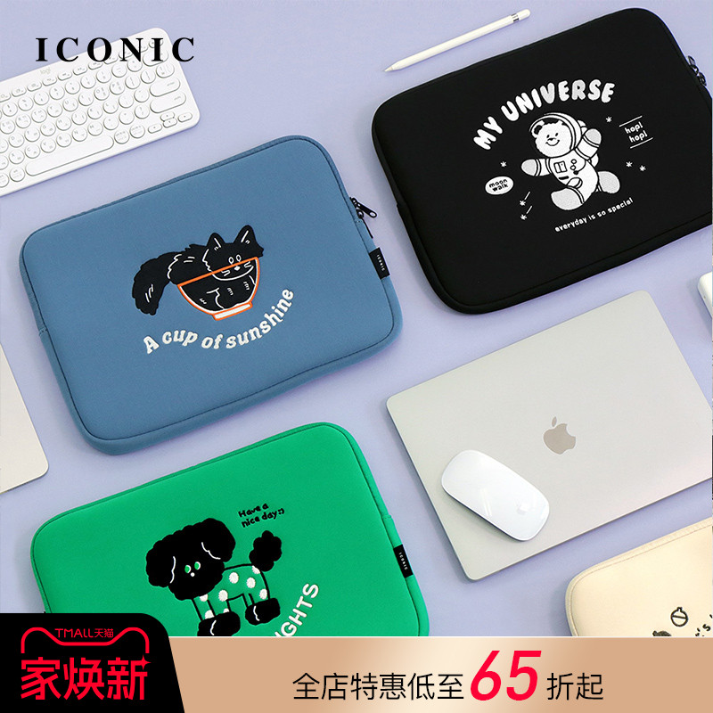 韩国ICONIC COCO动物卡通刺绣图案13寸笔记本平板电脑收纳内胆包中包缓冲内衬加固结构适配macbookproipadpro