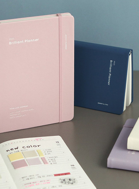 【3折特惠】2025年韩国ICONIC Brilliant日记型B6变型手帐日程管理笔记本小清新纯色合成皮封皮横线内页
