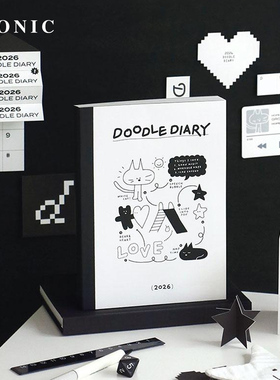 【2026年】韩国ICONIC DOODLE手绘风格封面插画主题内页A5变型周计划手帐日程管理笔记记事本PVC保护封皮学生