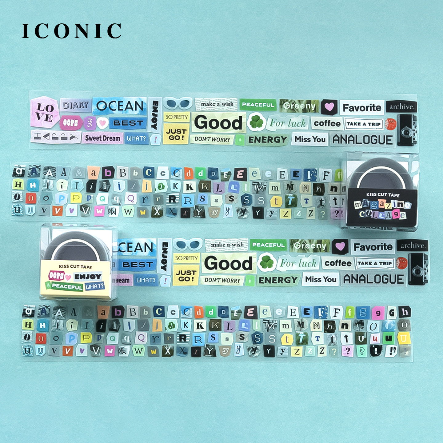 韩国ICONIC杂志风拼贴PET胶带手帐装饰手工贺卡相册制作英文字母创意图案45mm×5m胶带座创意设计贴纸学生,文具电教/文化用品/商务用品,和纸胶带,淘宝优惠券,粉丝福利购,淘宝优惠卷