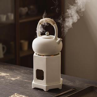白泥炭炉工夫煮茶炉家用提梁明火烧水碳炉凉炉庭院户外小茶炉 日式