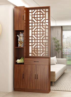 隔断客厅2023新款屏风入户进门别墅玄关柜覆古实木中式装饰柜鞋柜