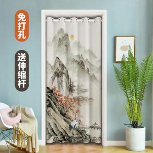 门帘卧室厨房客厅过道隔断帘防风保暖布艺 中国风家用免打孔安装