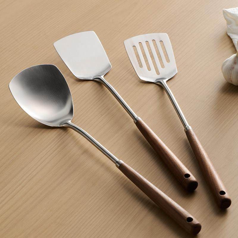 米立风物304不锈钢小锅铲厨具套组家用胡桃木柄防烫烹饪炒菜铲子,厨房/烹饪用具,锅铲,淘宝优惠券,粉丝福利购,淘宝优惠卷