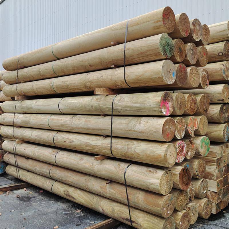 原木杉木柱子户外防腐木樟子松木碳化圆柱实木立柱圆木柱圆木棒