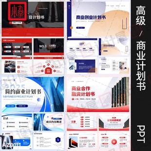 简约商务大气高级感企业项目合作推广创业融资商业计划书ppt模板