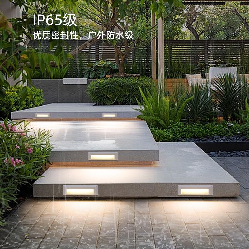 广束明装地脚灯户外防水酒店别墅墙角灯楼梯台阶长方形踢脚踏步灯
