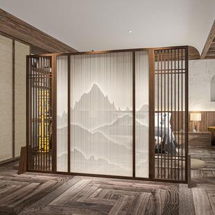 屏风隔断客厅进门遮挡入户玄关实木格栅办公室茶室酒店座屏 新中式