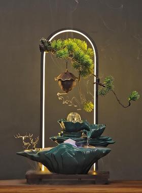 流水生财摆件新中式家居客厅风水喷泉景观办公室桌面招财开 业礼