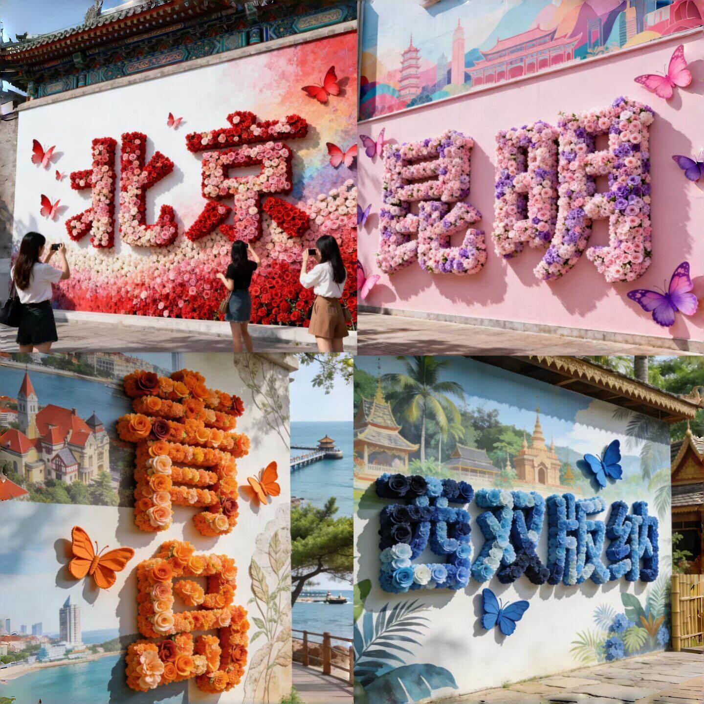 网红仿真花艺立体字美陈装饰城市地标景区活动引流打卡拍照背景墙