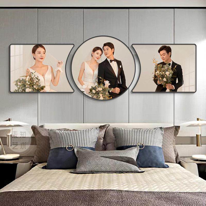 定制婚纱照片挂画亲子沙发背景照片相框结婚婚房卧室壁画冲印组合