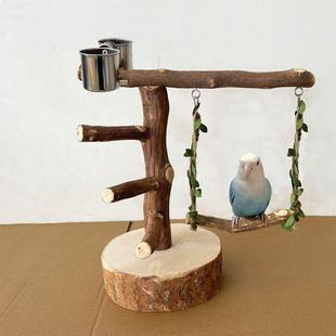 鸟架鹦鹉树枝站架杆桌面中小鸟架子牡丹玄凤虎皮站台原木秋千互动