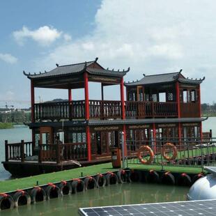 木船画舫船会议接待餐饮自驾电动观光旅游船彷古双层实木画舫船