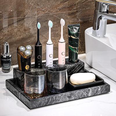 大理石牙刷置物架高级感轻奢漱口杯化妆室收纳牙具座浴室洗漱套装