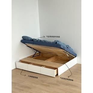 小户型榻榻米实木床无头抽屉储物床排骨架气压抽屉储物床儿童床
