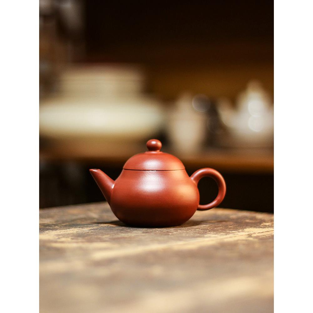 潮州原矿朱泥茶壶紫砂矮梨壶泡茶壶工夫茶具冲罐孟臣壶小品120ml