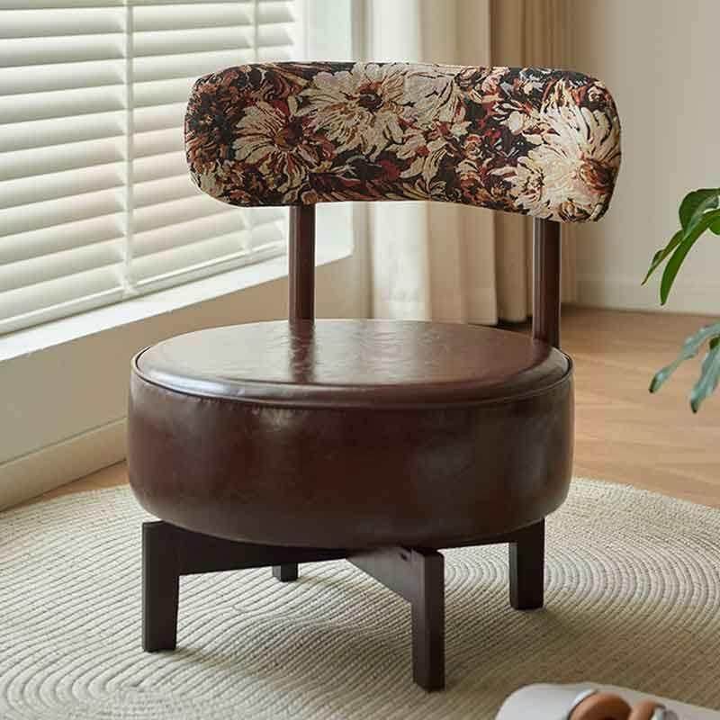 单人小沙发椅实木凳子靠背可旋转家用阳台客厅卧室网红休闲靠背椅